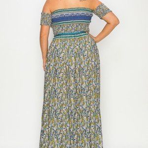 NWT  Plus Size Smocked Maxi Dress - Sizes 1x - 3x